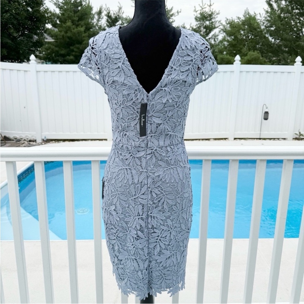 Lulus Right Sheer Right Now Periwinkle Blue Lace Bodycon Dress NEW Size Medium - Picture 4 of 16